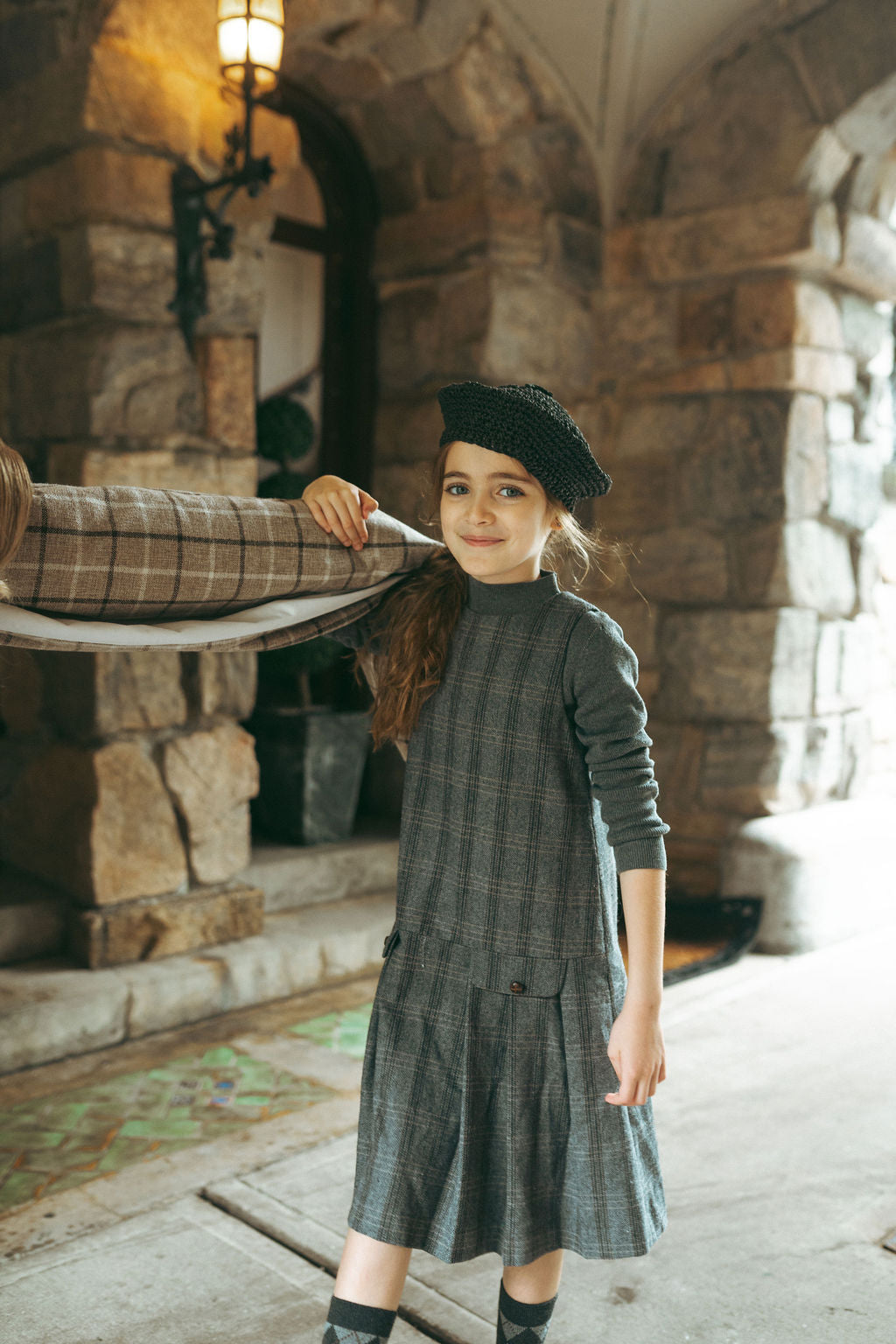 Charcoal Plaid Jumper Dress
