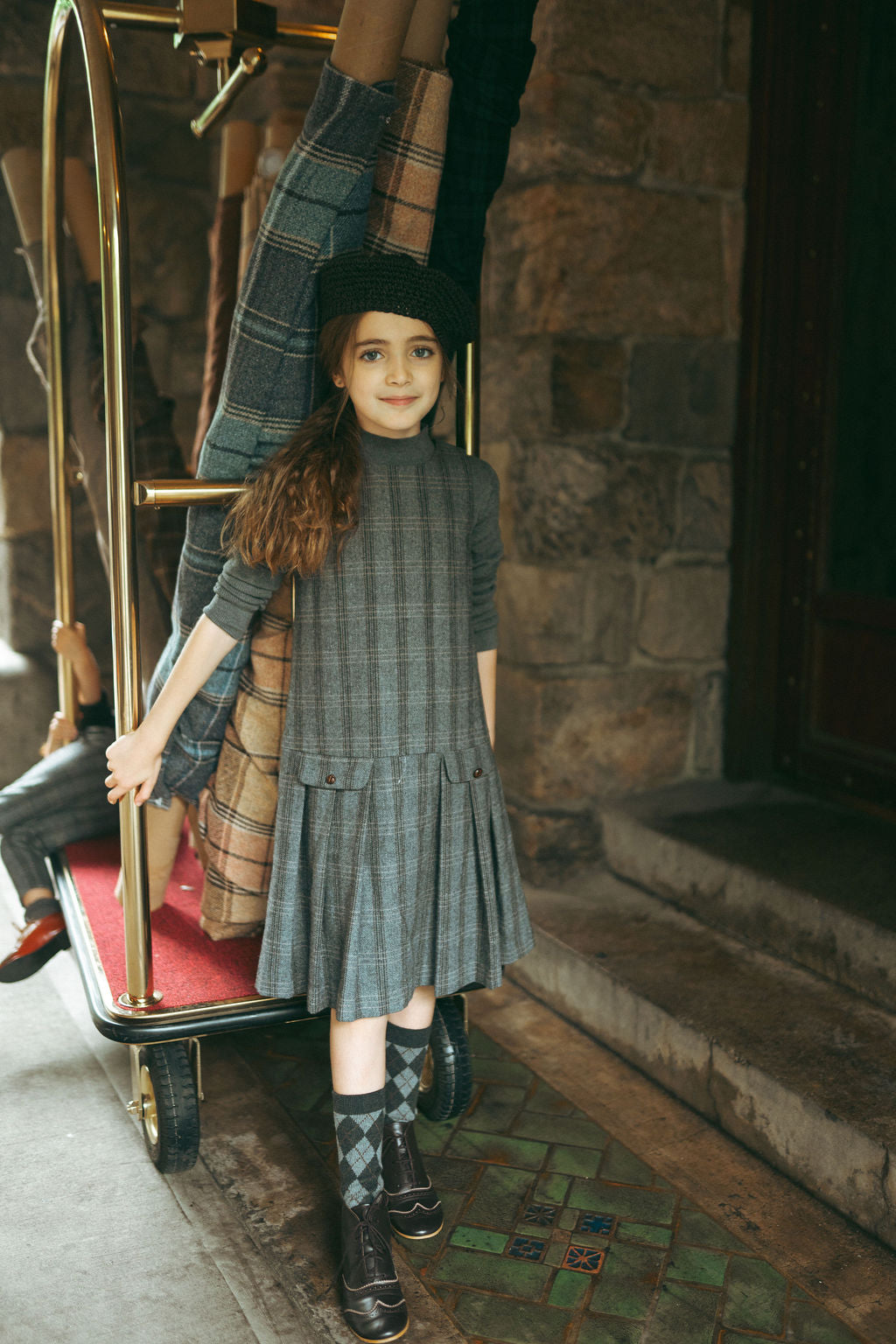 Charcoal Plaid Jumper Dress