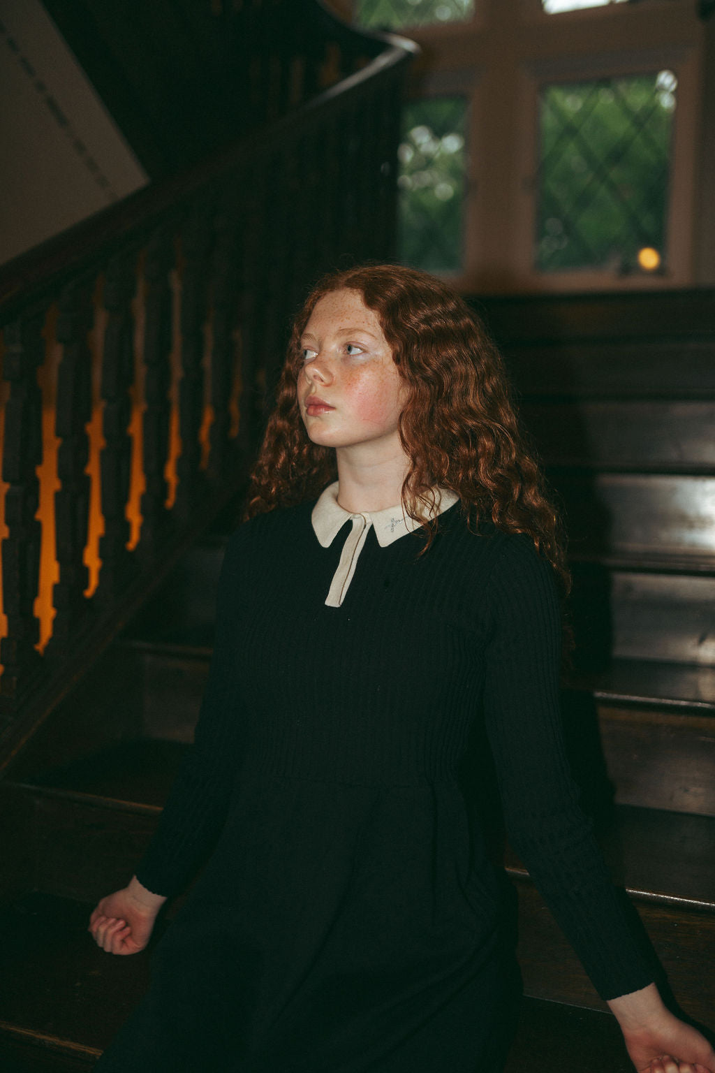 Black Knit Collar Maxi Teen