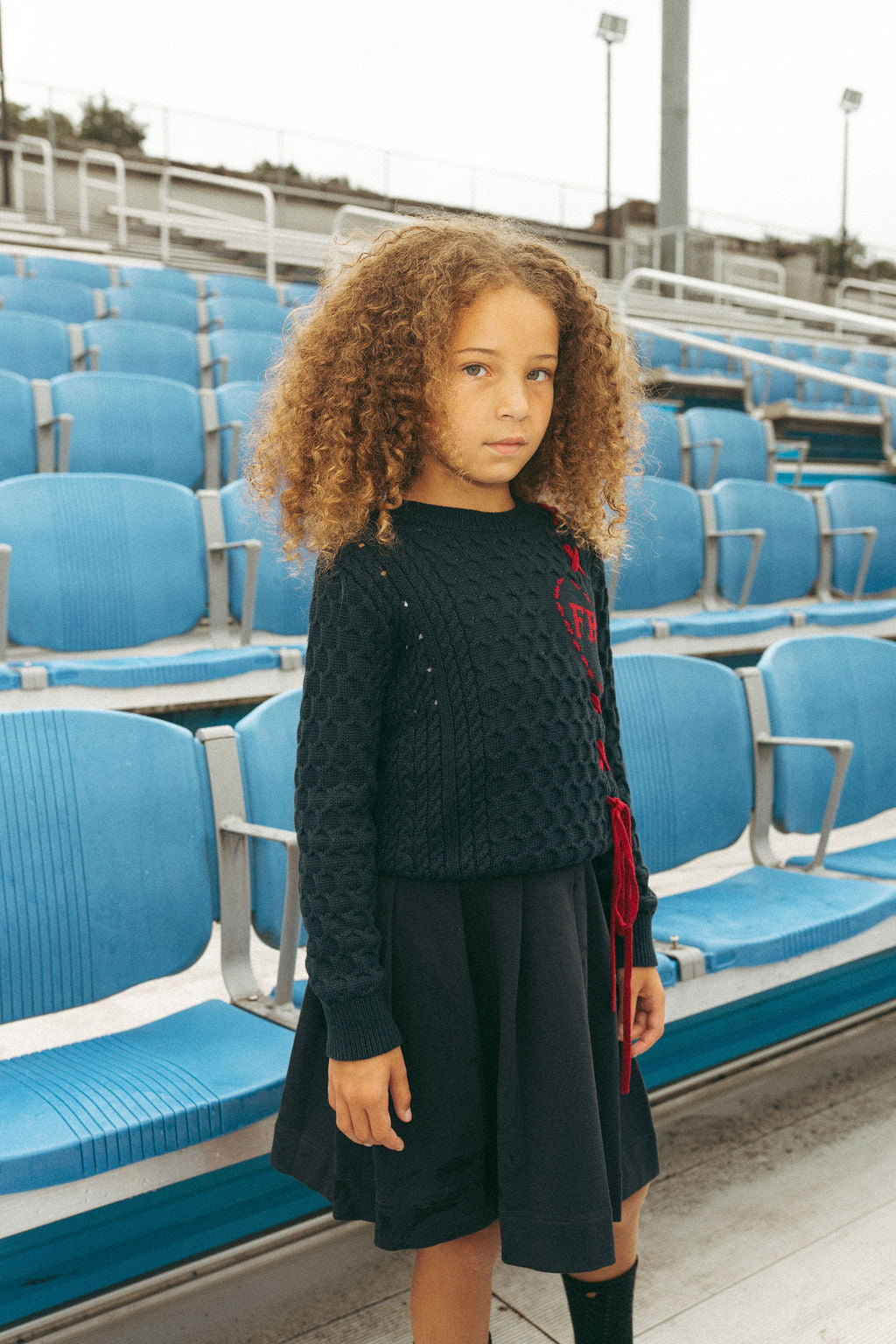 Blue Varsity Pleated Skirt