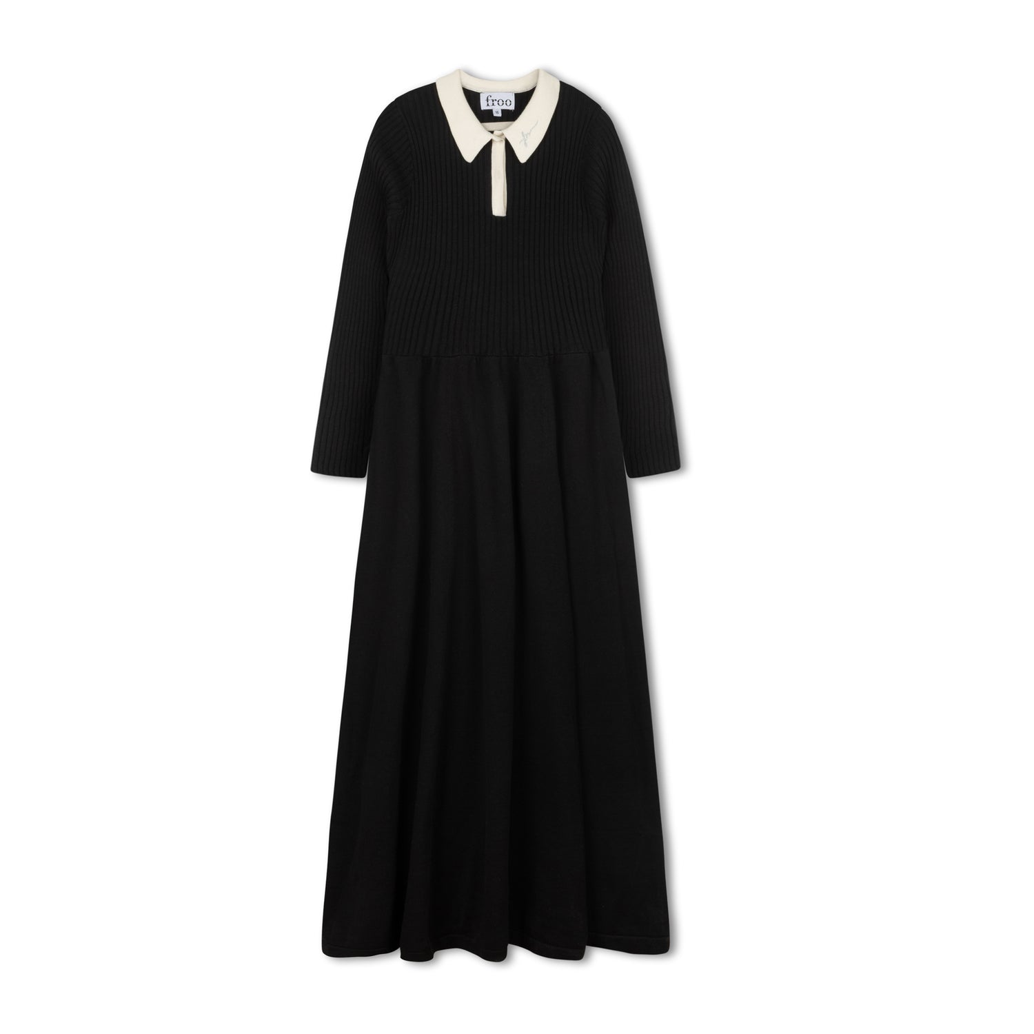 Black Knit Collar Maxi Teen