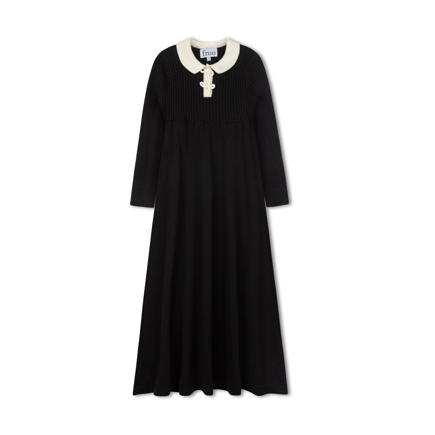 Black Knit Collar Maxi Young
