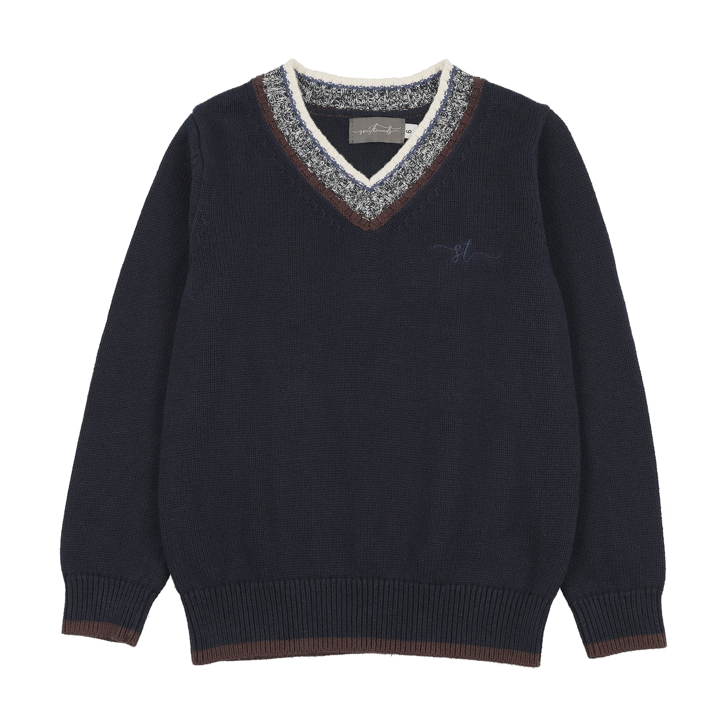 Navy V-Neck Multi Sweater